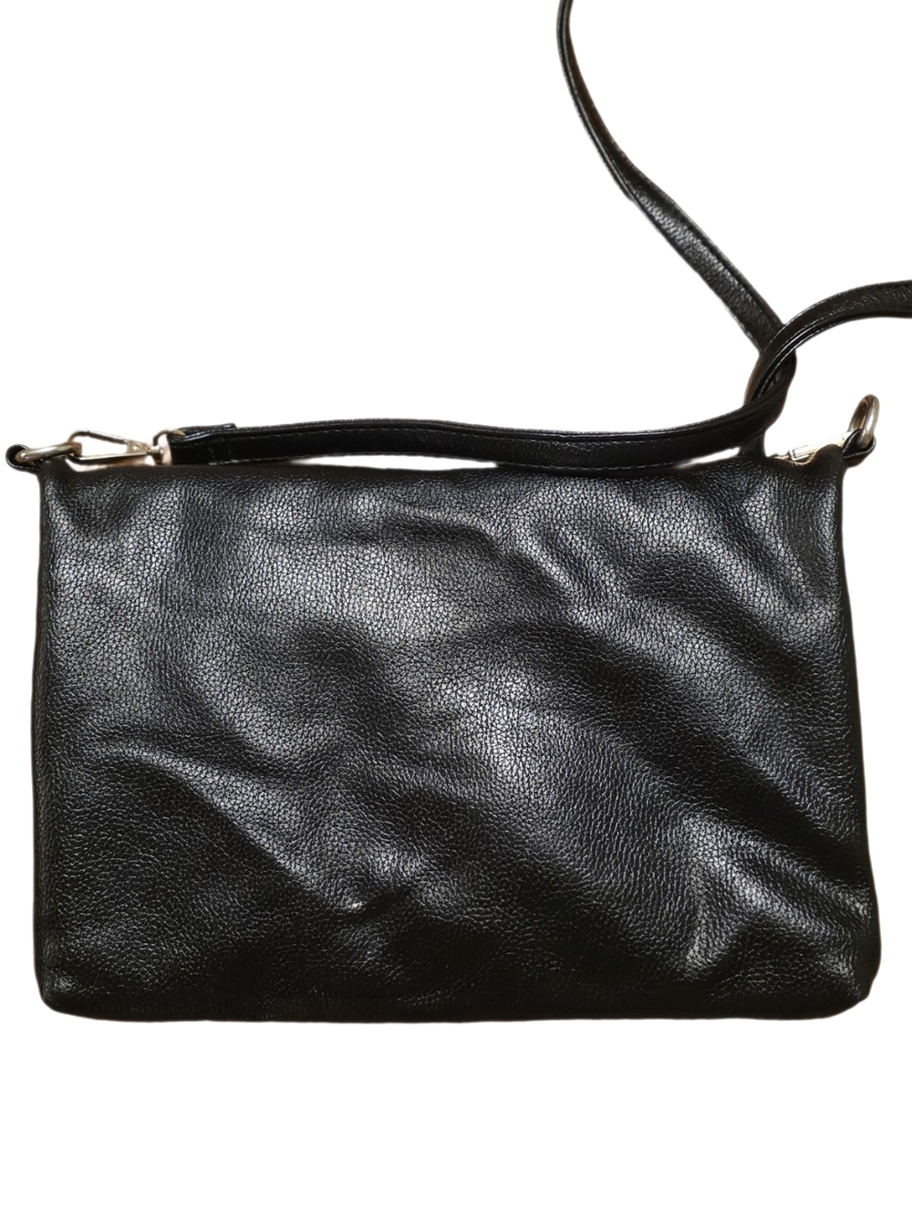 STUNNING Butter-Soft Vegan Leather Fold-Over O-Ring Crossbody Bag/ Clutch - Picture 11 of 16